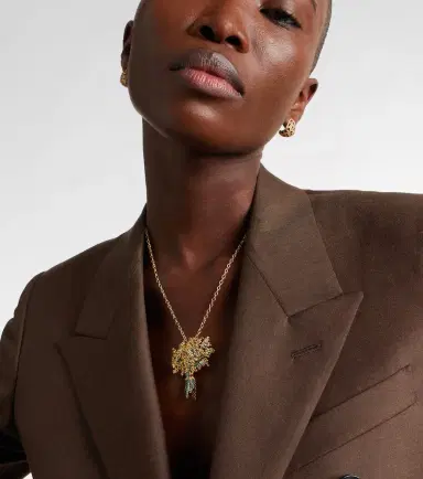 Yvonne Léon Yvonne Léon Broche Mimosa 9kt and 18kt gold pendant necklace with gemstones | Thumbnail 4 Yvonne Léon Yvonne Léon Broche Mimosa 9kt and 18kt gold pendant necklace with gemstones | Thumbnail 4