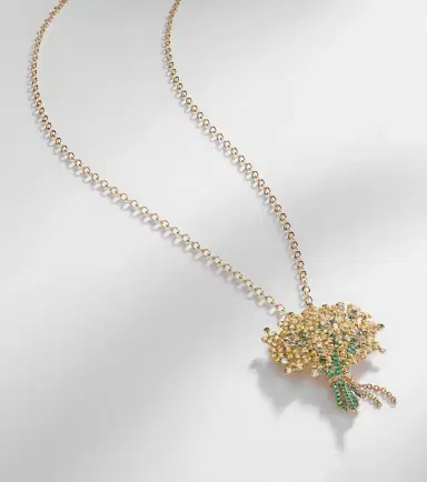 Yvonne Léon Yvonne Léon Broche Mimosa 9kt and 18kt gold pendant necklace with gemstones | Thumbnail 6 Yvonne Léon Yvonne Léon Broche Mimosa 9kt and 18kt gold pendant necklace with gemstones | Thumbnail 6