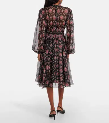 Dolce & Gabbana Floral shirred silk midi dress | Thumbnail 6