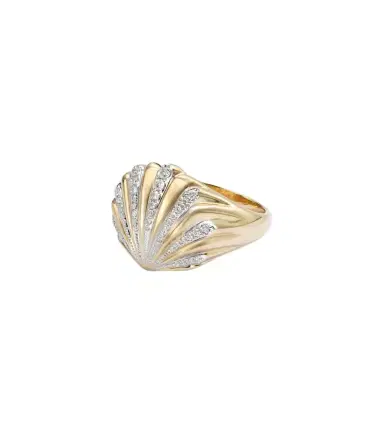 Yvonne Léon Yvonne Léon Chevalière Coquillage 18kt gold ring with diamonds | Thumbnail 1