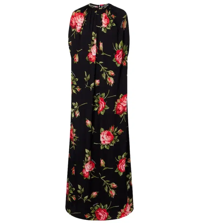 Dolce & Gabbana Floral caped silk-blend gown
