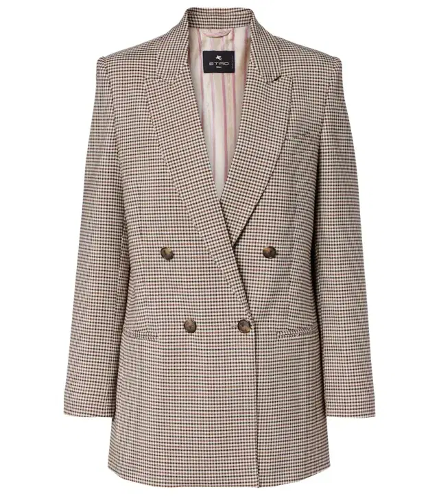 Etro Checked double-breasted wool-blend blazer