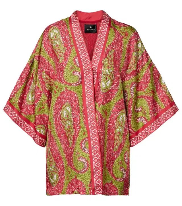 Etro Printed silk twill wrap jacket
