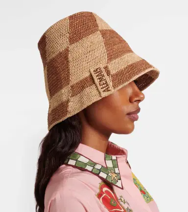 ALÉMAIS Alémais Checked raffia bucket hat | Thumbnail 4