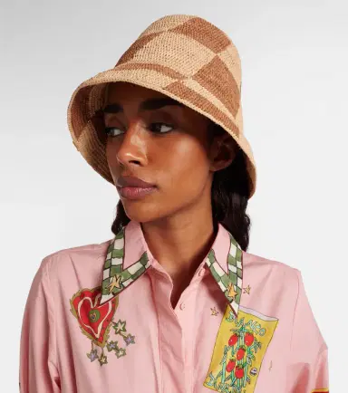 ALÉMAIS Alémais Checked raffia bucket hat | Thumbnail 5