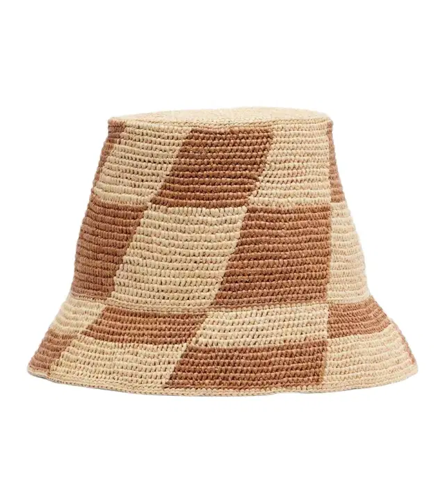 Alémais Checked raffia bucket hat