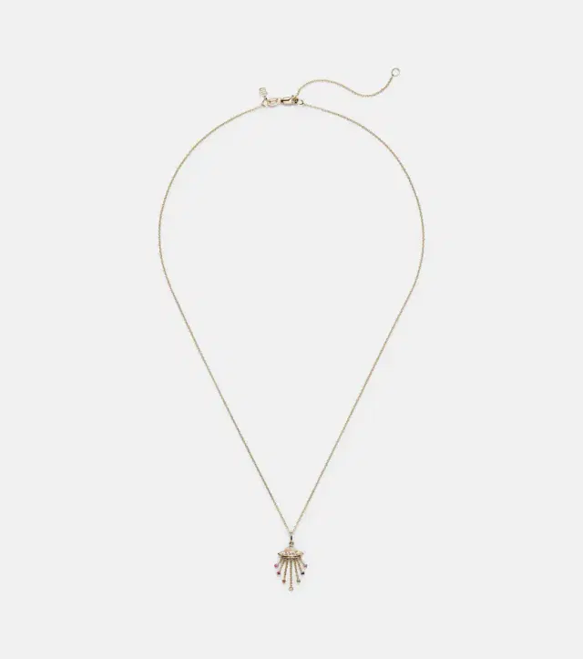 Sydney Evan UFO 14kt gold pendant necklace with diamonds