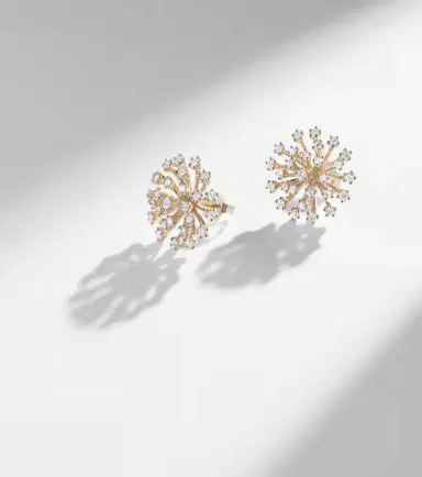 Sydney Evan Burst Large 14kt gold earrings with diamonds | Thumbnail 5