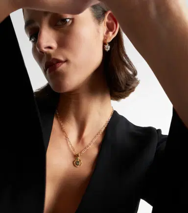 FoundRae 18kt gold necklace with emerald and diamonds | Thumbnail 2