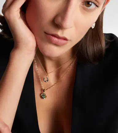 FoundRae 18kt gold necklace with emerald and diamonds | Thumbnail 3