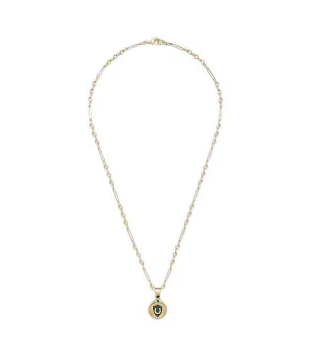 FoundRae 18kt gold necklace with emerald and diamonds