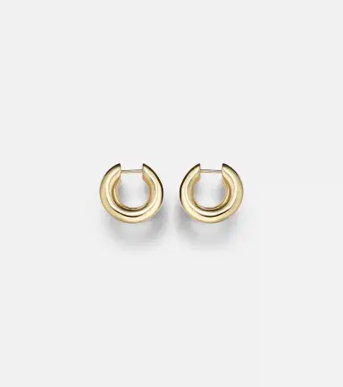 Sydney Evan Tri-Link 14kt gold huggie earrings with diamonds | Thumbnail 2