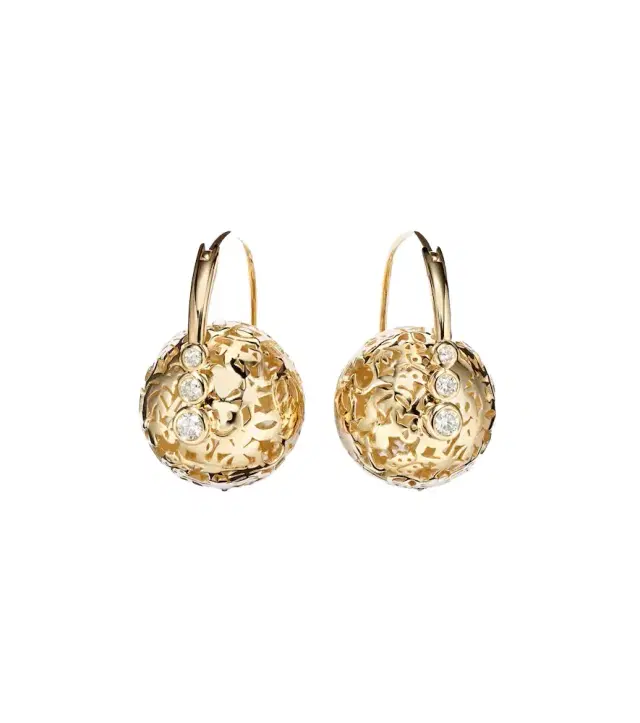 Sydney Evan Icon Wallpaper Bead 14kt gold earrings with diamonds