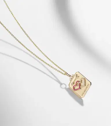 Sydney Evan The Lovers Tarot Card 14kt gold necklace with rubies and diamonds | Thumbnail 6