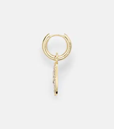 Foundrae Protection Petite Chubby 18kt gold single earring with diamonds | Thumbnail 3