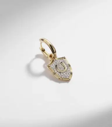 Foundrae Protection Petite Chubby 18kt gold single earring with diamonds | Thumbnail 6