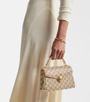BVLGARI Serpenti Forever Mini embellished suede top-handle bag | Thumbnail 3