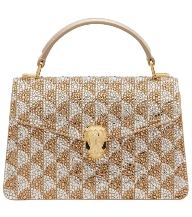 Bvlgari Serpenti Forever Mini embellished suede top-handle bag