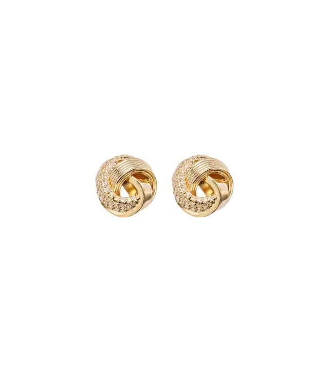 Tri-Link 14kt gold earrings with diamonds