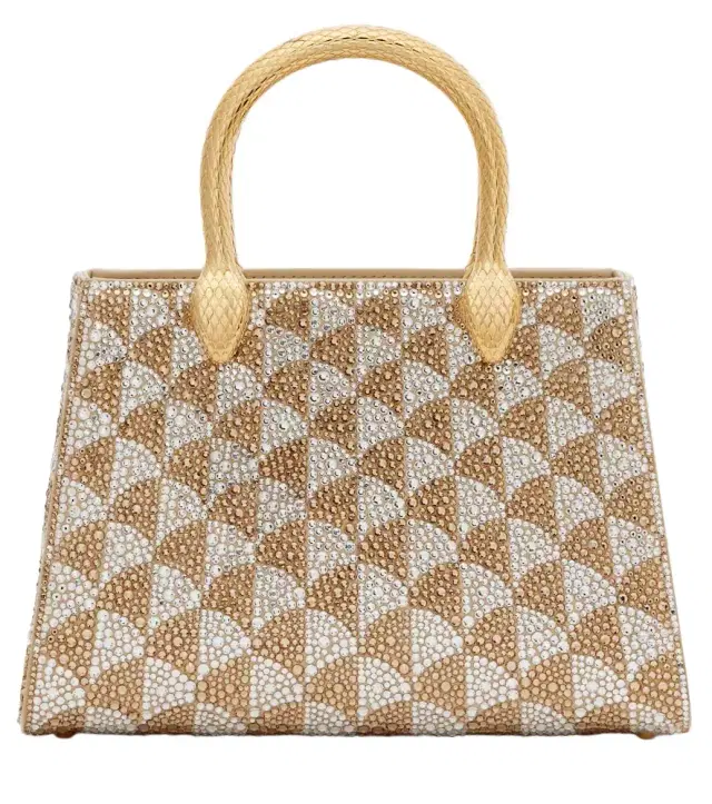 Bvlgari Serpentine Duo Small embellished suede top-handle bag