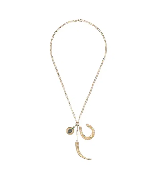 FoundRae Protection 18kt gold charm necklace with diamonds