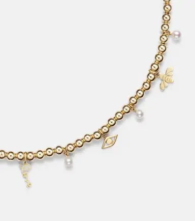 Sydney Evan 14kt gold beaded pendant necklace with pearls | Thumbnail 2