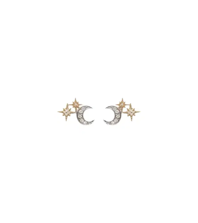 Sydney Evan Moon 14kt gold earrings with diamonds