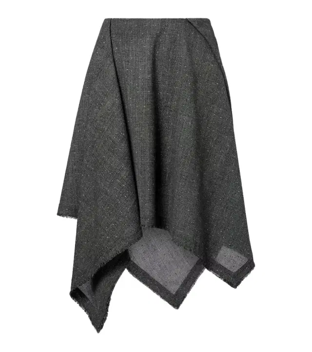 Prince of Wales check wool midi skirt