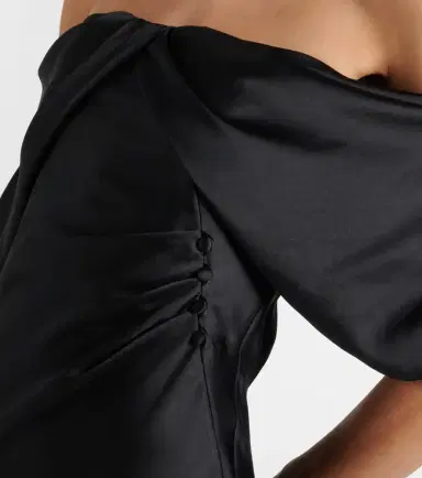 Alexander McQueen Draped off-shoulder satin midi dress | Thumbnail 3