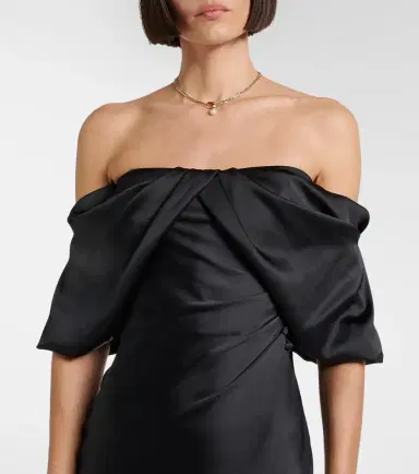 Alexander McQueen Draped off-shoulder satin midi dress | Thumbnail 6