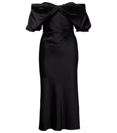 Alexander McQueen Draped off-shoulder satin midi dress | Thumbnail 1