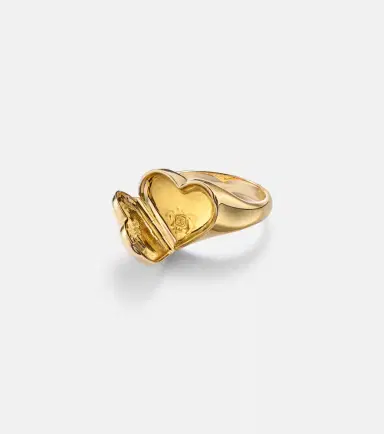 Sydney Evan Wallpaper Heart 14kt gold ring with diamonds | Thumbnail 2