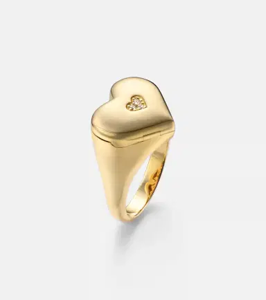 Sydney Evan Wallpaper Heart 14kt gold ring with diamonds | Thumbnail 3