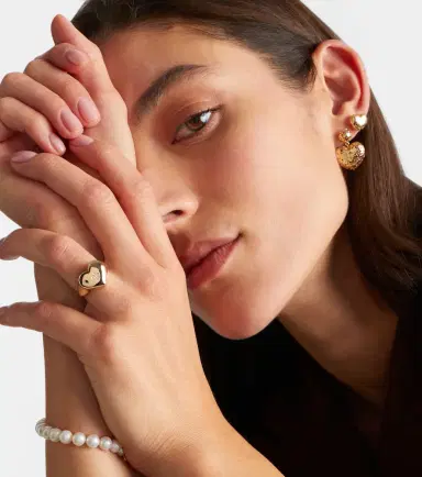 Sydney Evan Wallpaper Heart 14kt gold ring with diamonds | Thumbnail 5