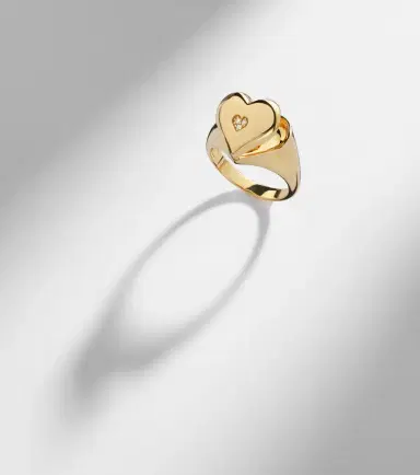 Sydney Evan Wallpaper Heart 14kt gold ring with diamonds | Thumbnail 6