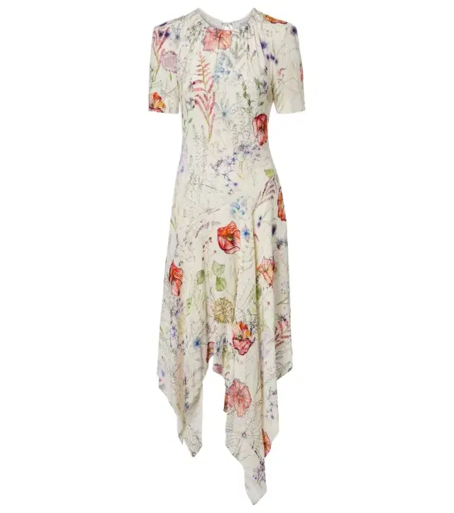 Meadow floral asymmetric midi dress