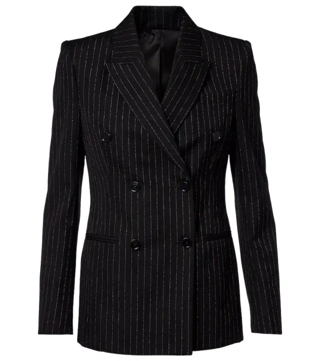 Pinstripe double-breasted wool blazer
