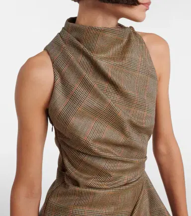 McQueen Prince of Wales check wool minidress | Thumbnail 4