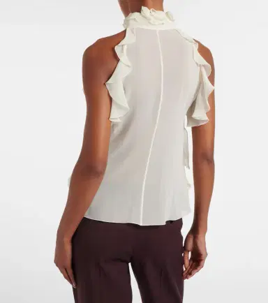 McQueen Ruffled cutout silk georgette top | Thumbnail 2