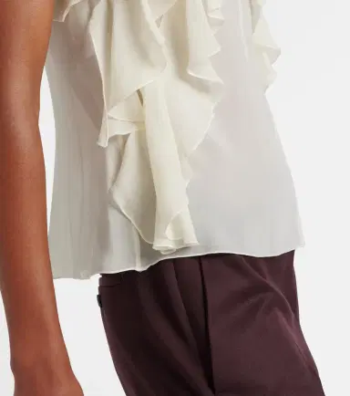 McQueen Ruffled cutout silk georgette top | Thumbnail 4