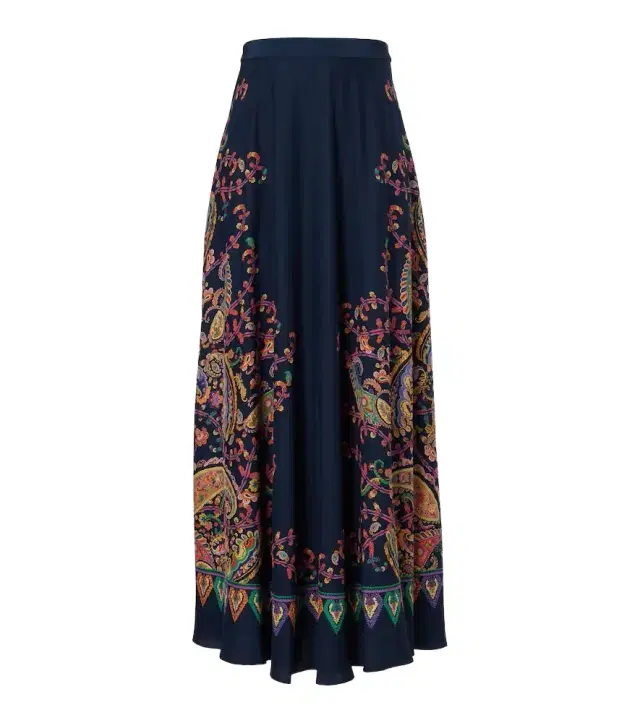 Etro Paisley printed silk maxi skirt