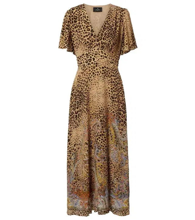 Etro Paisley leopard-print midi dress