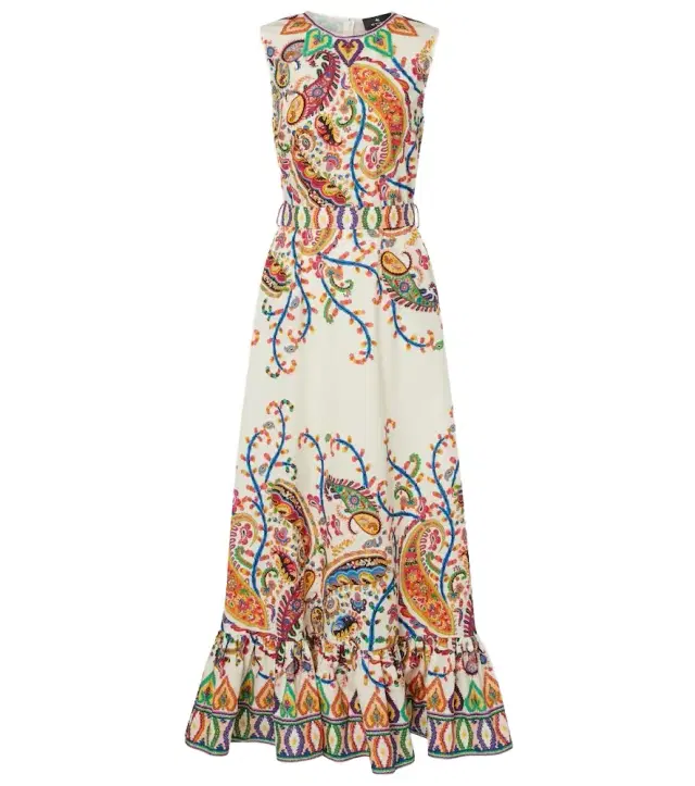 Etro Belted printed cotton maxi dress