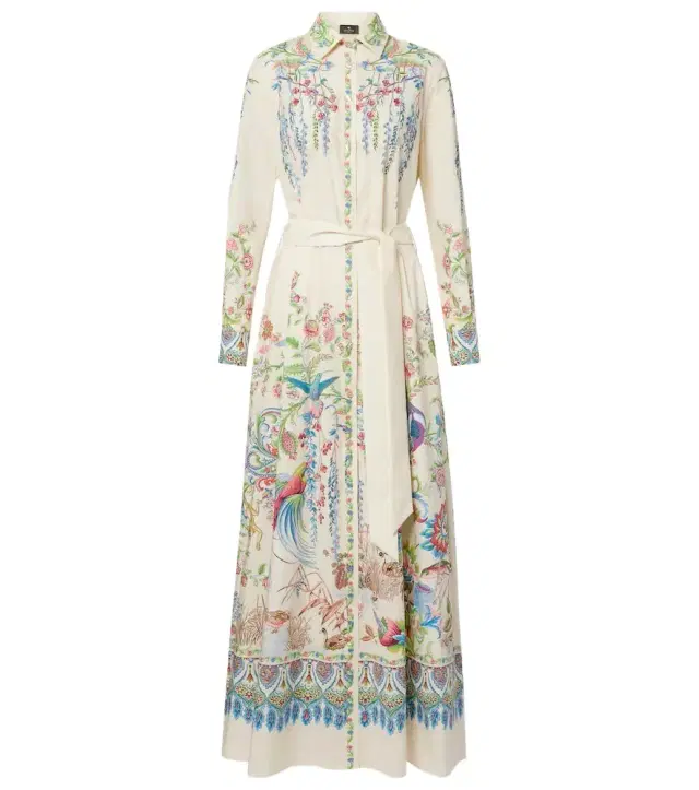 Etro Belted printed cotton shirt dress