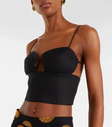 Cala de la Cruz Imperia cutout linen crop top | Thumbnail 5