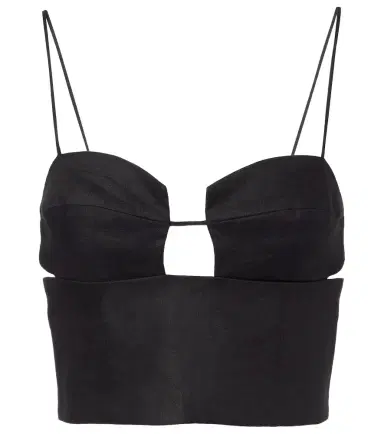 Cala de la Cruz Imperia cutout linen crop top | Thumbnail 1