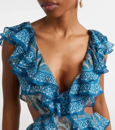Etro Paisley lace-trimmed ruffled silk maxi dress | Thumbnail 2