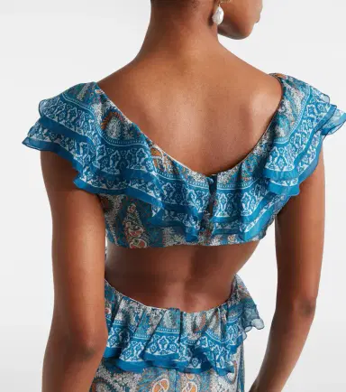 Etro Paisley lace-trimmed ruffled silk maxi dress | Thumbnail 7