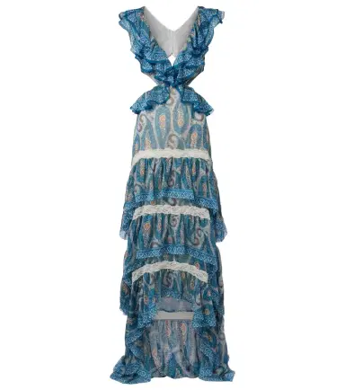 Etro Paisley lace-trimmed ruffled silk maxi dress | Thumbnail 1