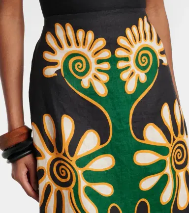Cala de la Cruz Celina printed linen midi skirt | Thumbnail 3